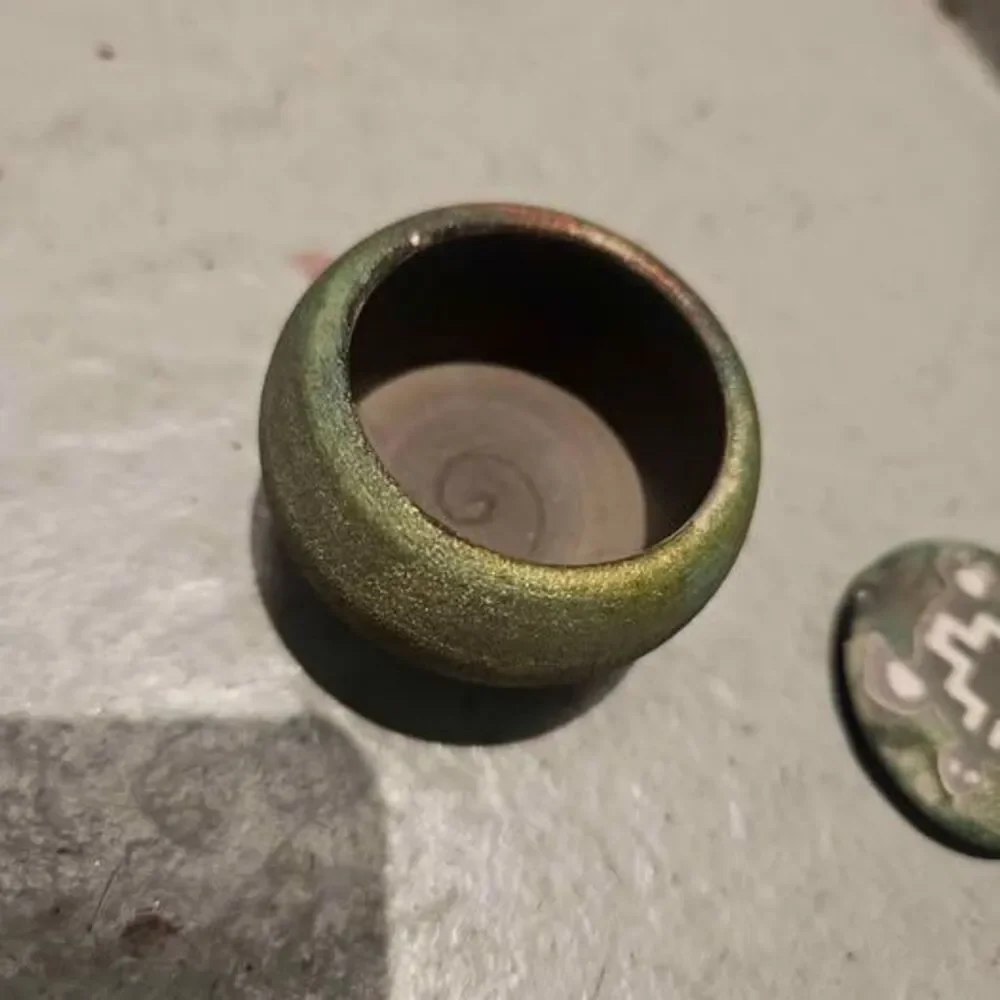 Signed Iridescent Pottery Jar 1" - Picture 3 of 6